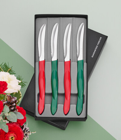 Limited 4-Pc. Red & Green Table Knife Set