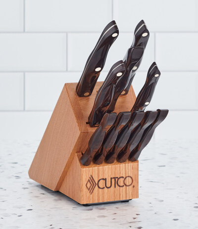 New Cutco 5 Slot Space Saver Wooden Knife Block Honey Oak Finish USA