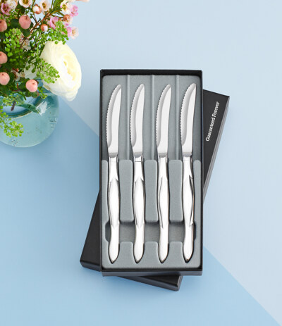 Cutco 4-piece Table Knife Set with Tray - Pearl