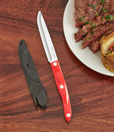 Red Steak Knife with Sheath
