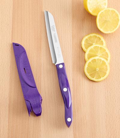 Purple Santoku-Style Trimmer with Sheath