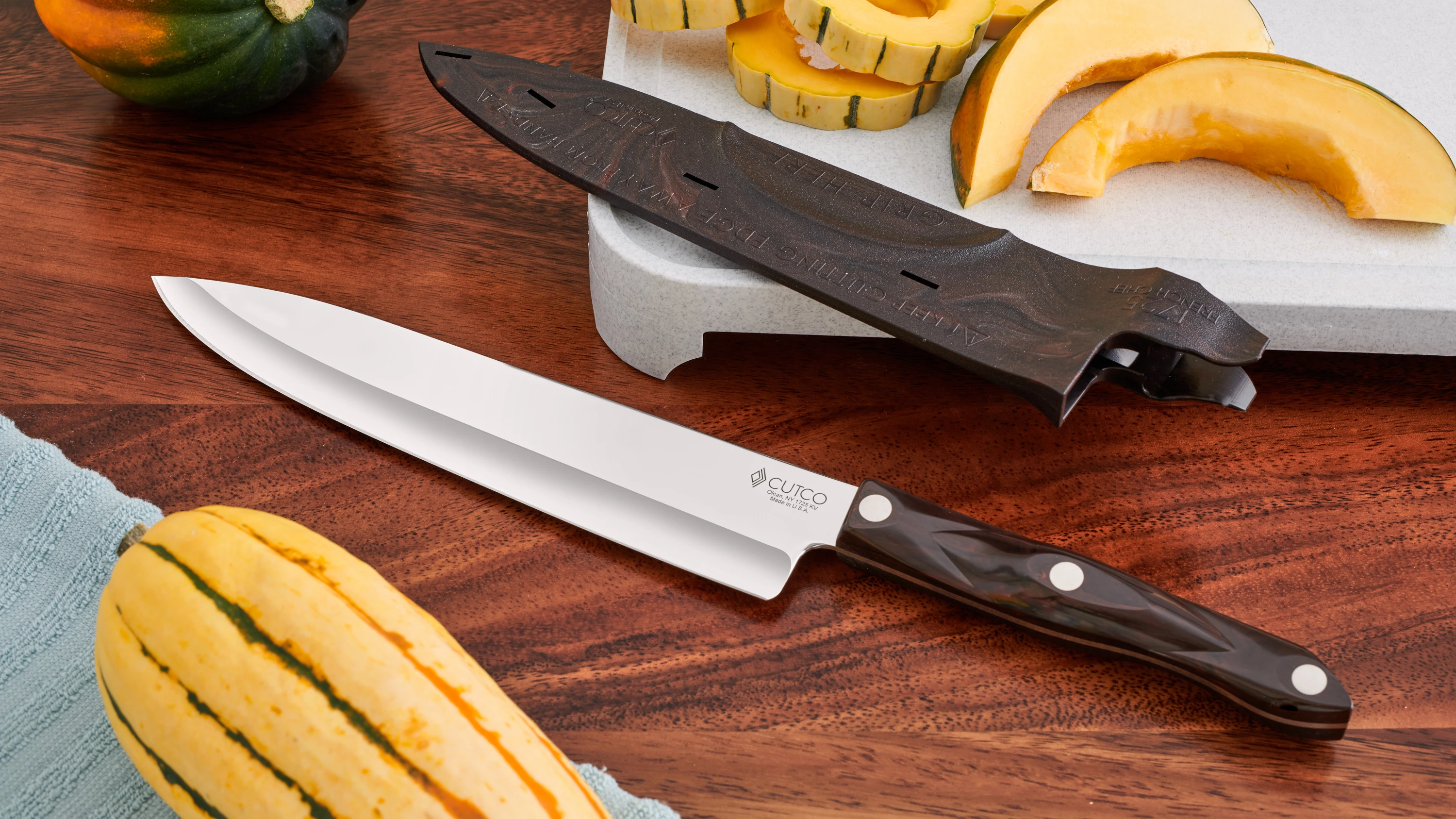 Cutco 1847-1725W Space Saver Kitchen Knife Set with Block - Pearl 