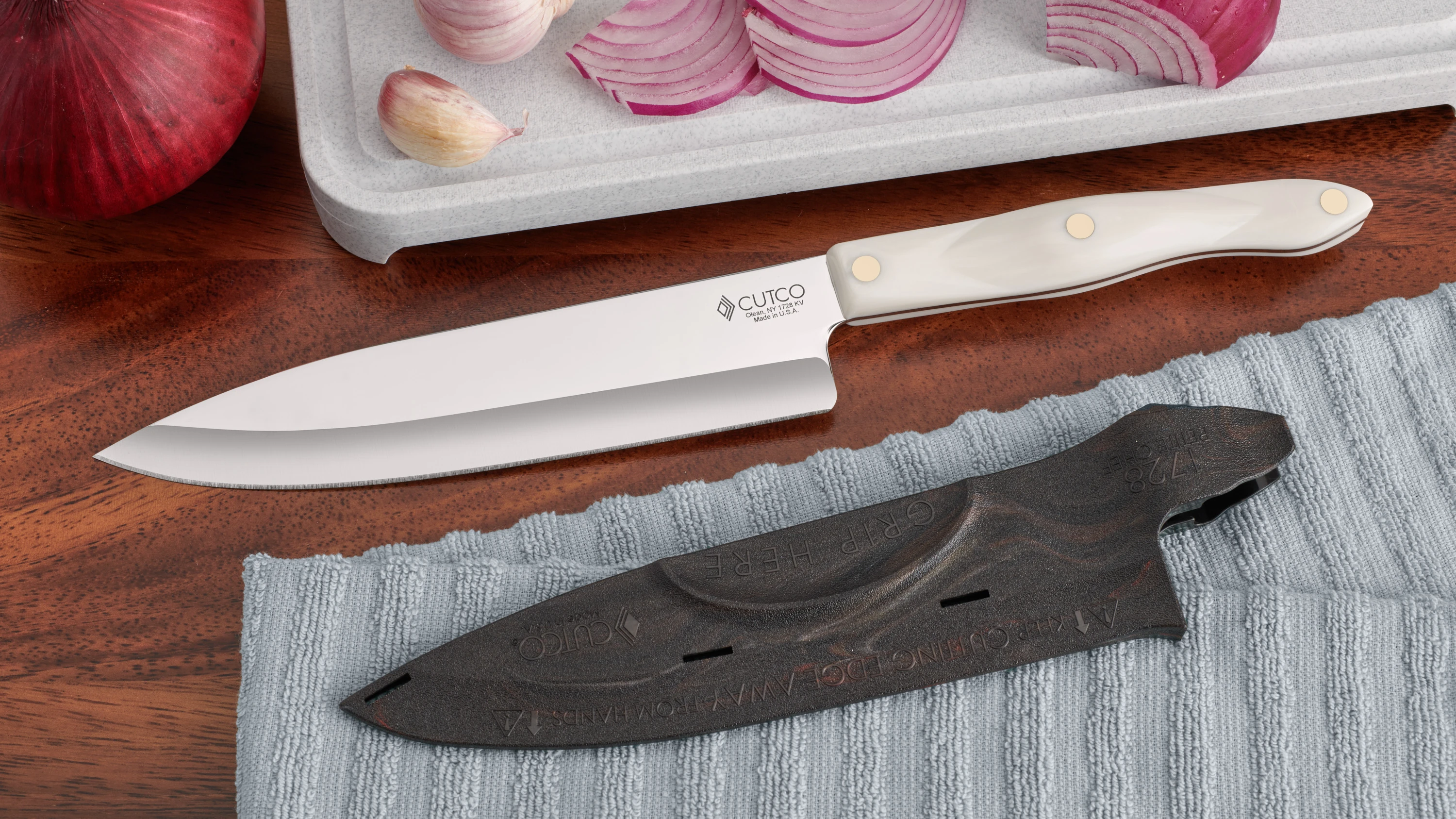  Model 1728 CUTCO White (Pearl) Petite Chef Knife in