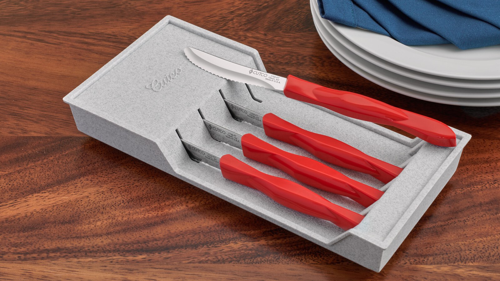 4-Pc. Table Knife Set With Tray