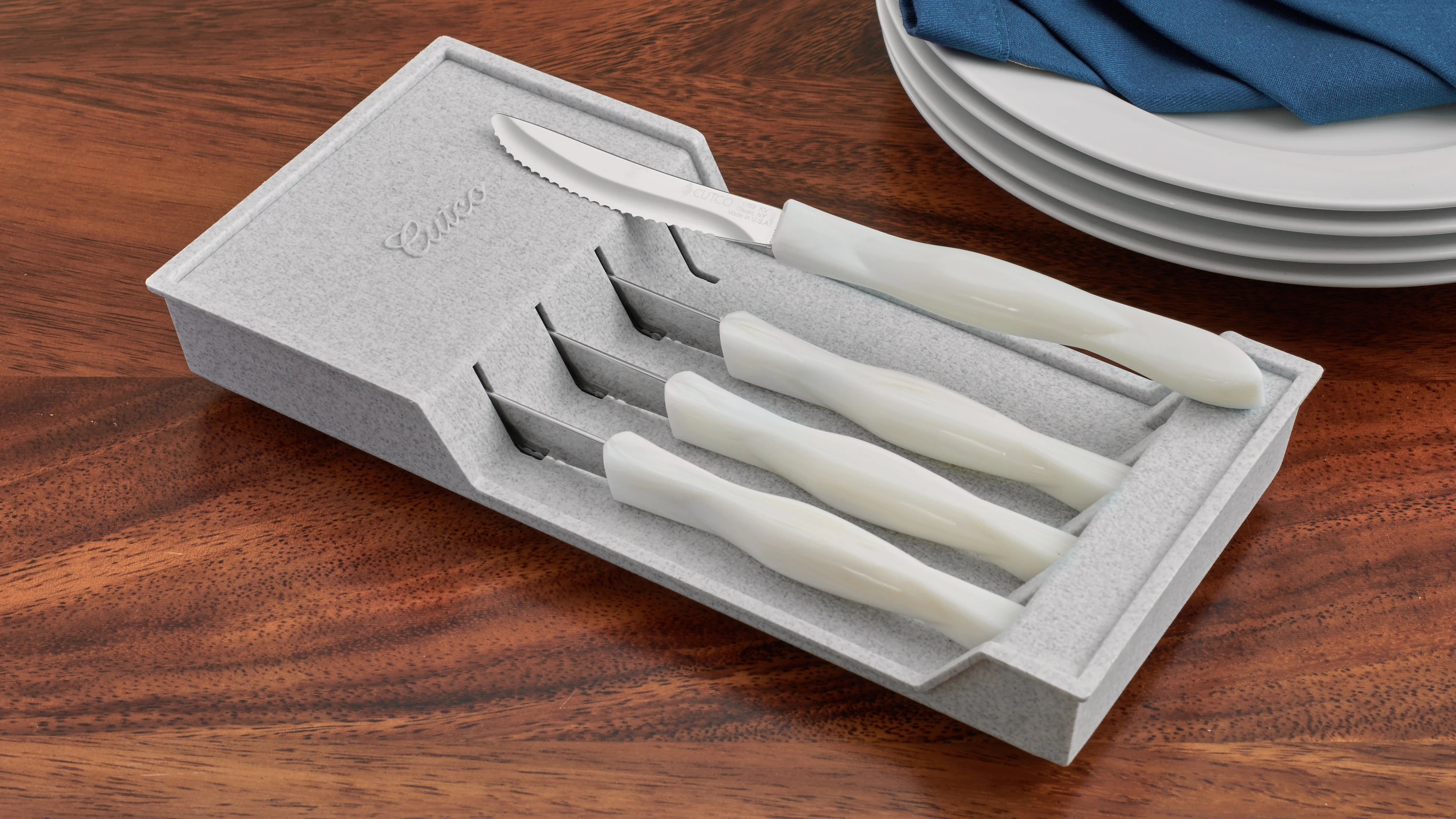 4-Pc. Table Knife Set with Tray