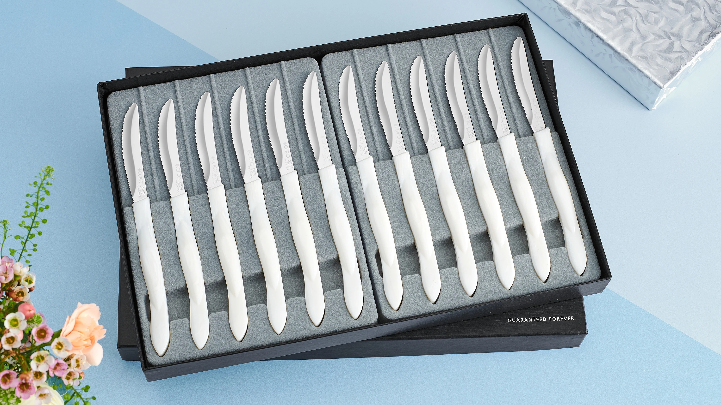 Cutco 4-piece Table Knife Set with Tray - Pearl