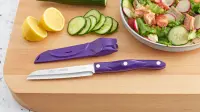 Purple Santoku-Style Trimmer with Sheath