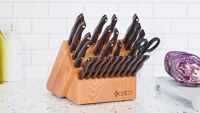 Santoku-Style Signature Set With Honey Finish Oak Block and Steak Knives