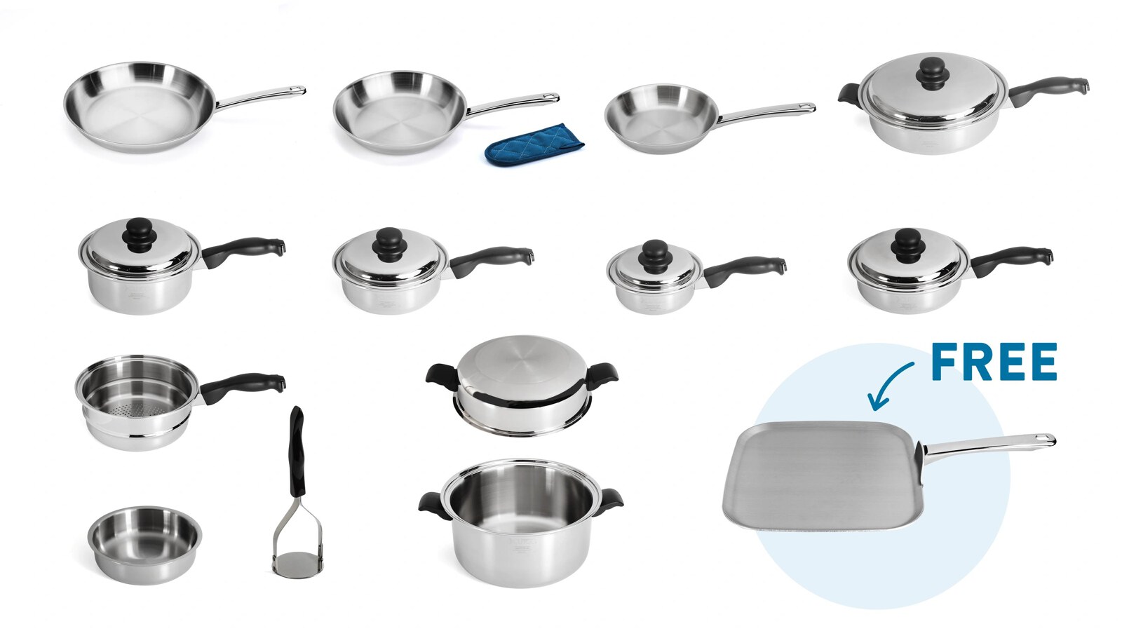 Accomplished Chef Cookware Set with FREE Griddle