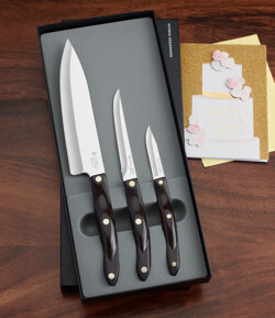 CUTCO Brand Knife Set in Wood Block: 13 Cutco Pieces Plus Wood Block Plus 1  Chicago Cutlery Paring Knife COMPARE 15 Pcs 