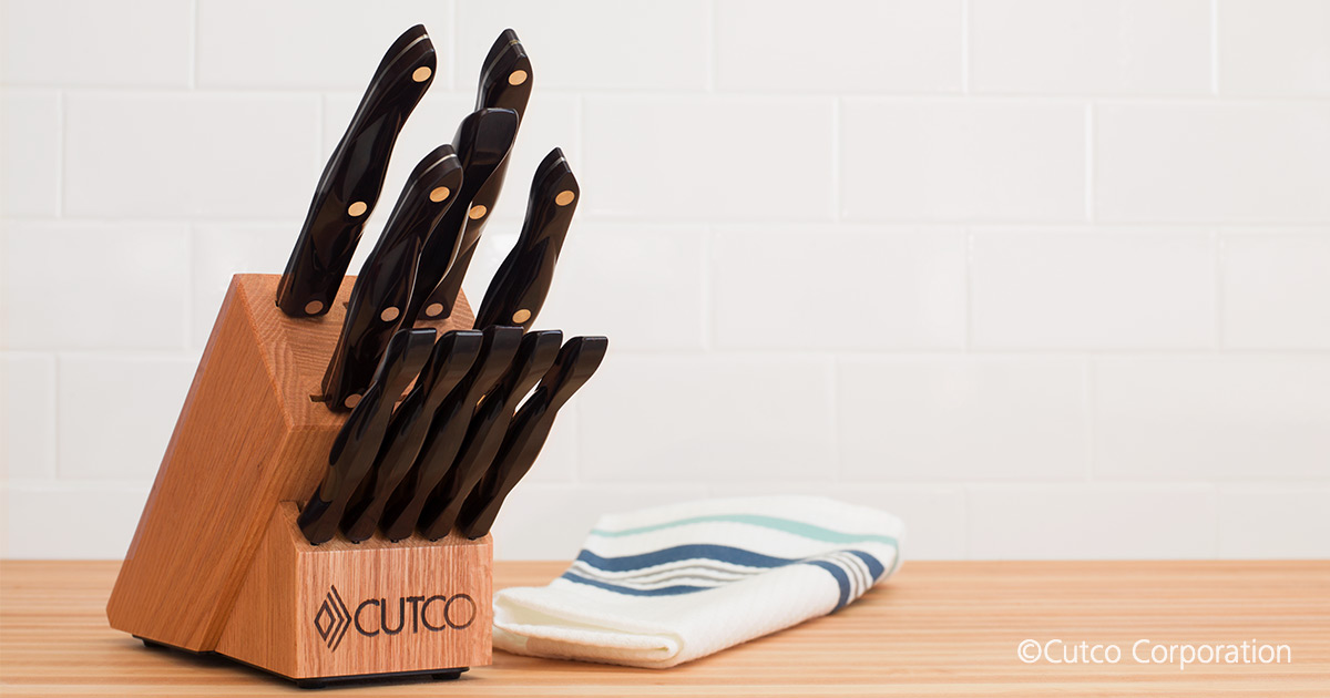 Essentials + 5 Set with Block 12 Pieces Knife Block Sets by Cutco
