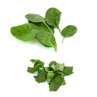 Chop baby spinach