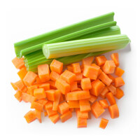 Dice carrots and celery