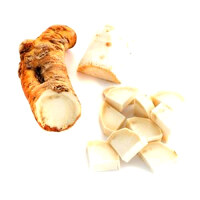 Trim and slice horseradish