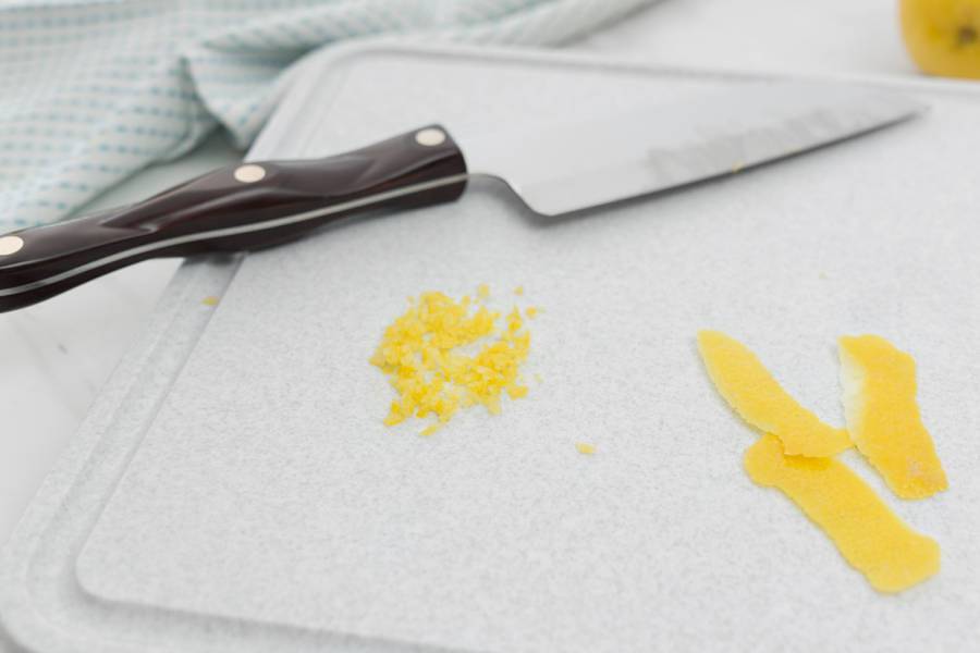 Use a 7 Inch Santoku to make lemon zest without a zester.