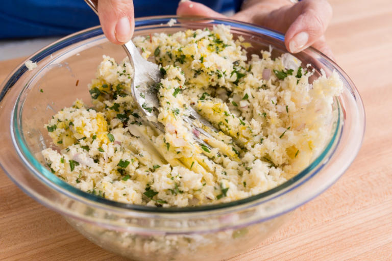 Mixing the garlic butter.