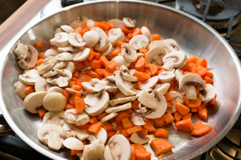 Sautéing the vegetables.