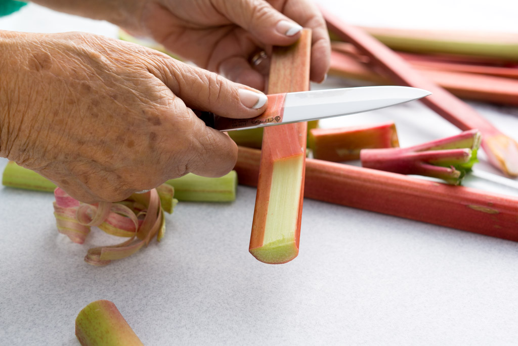 peeled rhubarb